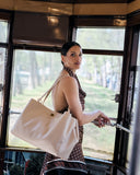 Chantal Large Leather Tote Bag - White