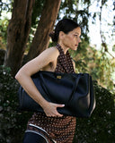 Chantal Large Leather Tote Bag - Black